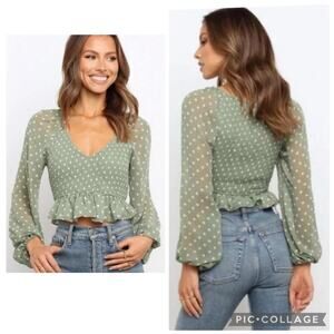 Petal & Pup Green Polka Dot Crop Top